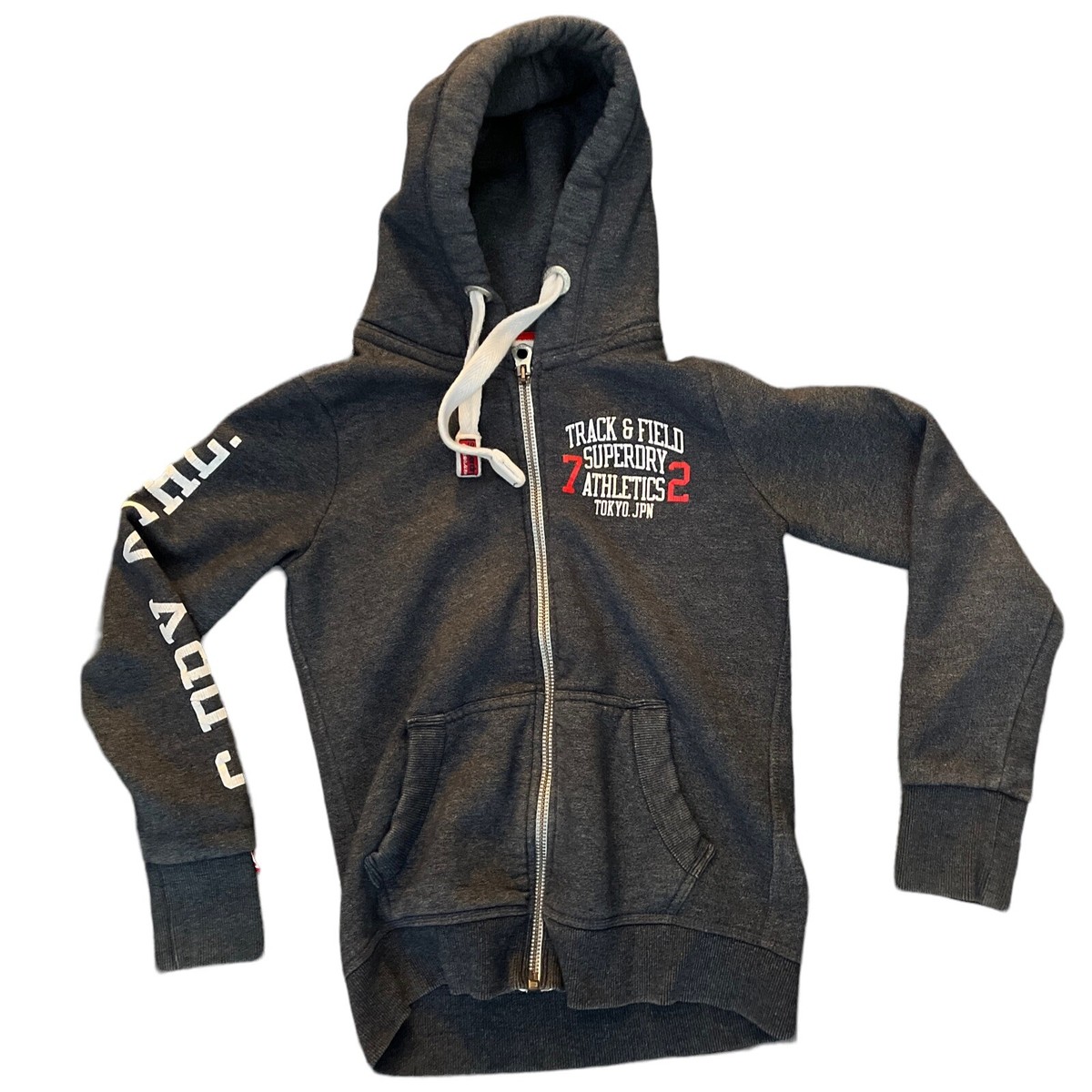 Superdry Hoodie MED Fleece Lined Track And Field Graphic Vintage