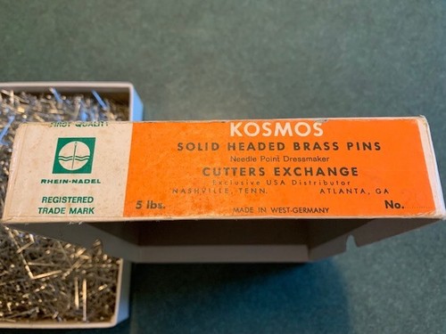Kosmos solid headed brass needle point dressmaker pins (4 lb box)