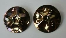 Vintage Scara Sterling Silver Sand Dollar Hammered Pierced Earrings 1.25"