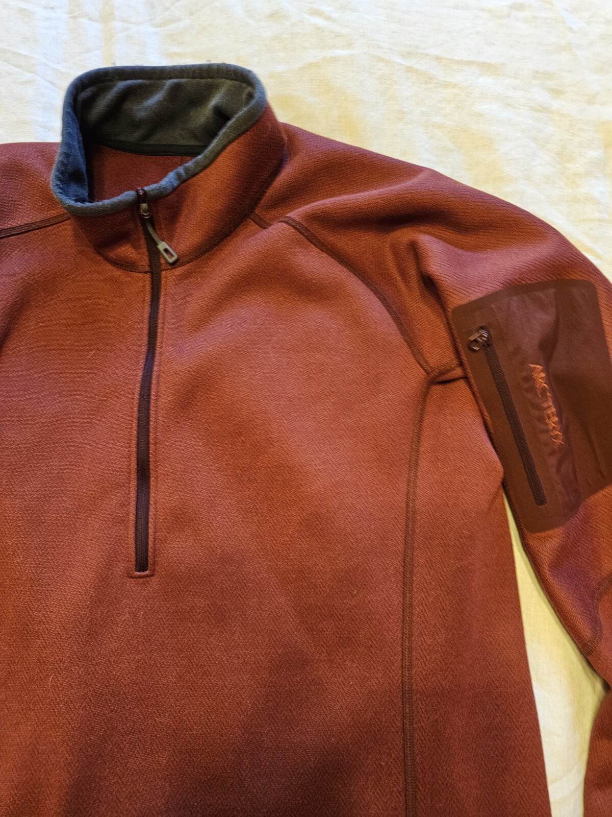 ARC'TERYX Arcteryx Vintage Uomo Covert Pullover M Medium Rosso Ruggine Pile 1 2 Zip Canada