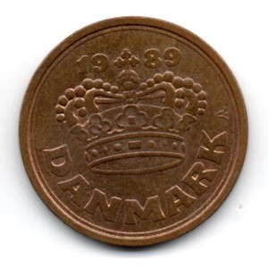 Denmark 1989, Crown of Christian V (1646-1699) in center, 50 ØRE