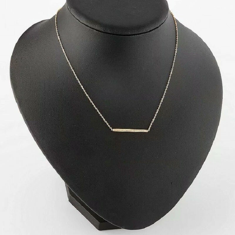 Michael Kors Brilliance Motif Pave Bar Pendant Necklace Gold Tone