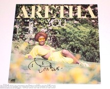 SINGER ARETHA FRANKLIN SIGNED 'ARETHA YOU' ALBUM COVER COA QUEEN OF SOUL MOTOWN