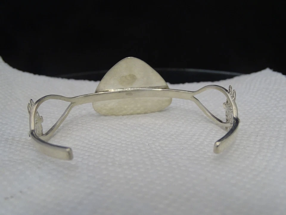 CONJUNTO DE BRACELETE ARTESANAL DE CRISOCOLA/COBRE POLIÉDRICO EM PRATA ESTERLINA - Imagem 4 de 4