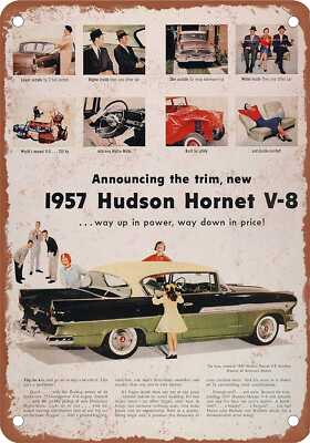 METAL SIGN - 1957 AMC Hudson Vintage Ad 01 - Old Retro Rusty Look