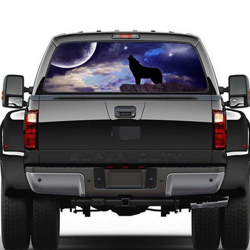 Rear Window Graphic Tint Decal Sticker Wolf Pattern Waterproof For