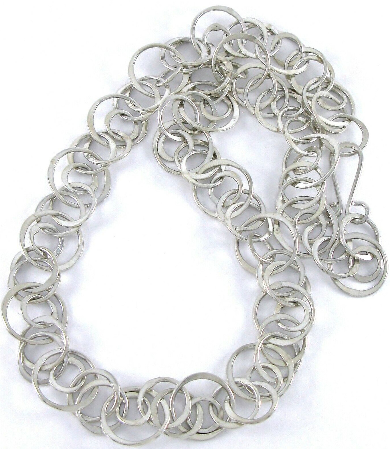 Solid Sterling Silver 925 Circle Link 19" Necklac… - image 5