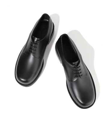 Firenze Atelier Mens Matt Black Leather Round Toe Derby Shoes