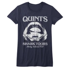 Jaws Juniors Shirt Quints Shark Tour Jaw Bone Boat Navy Tee