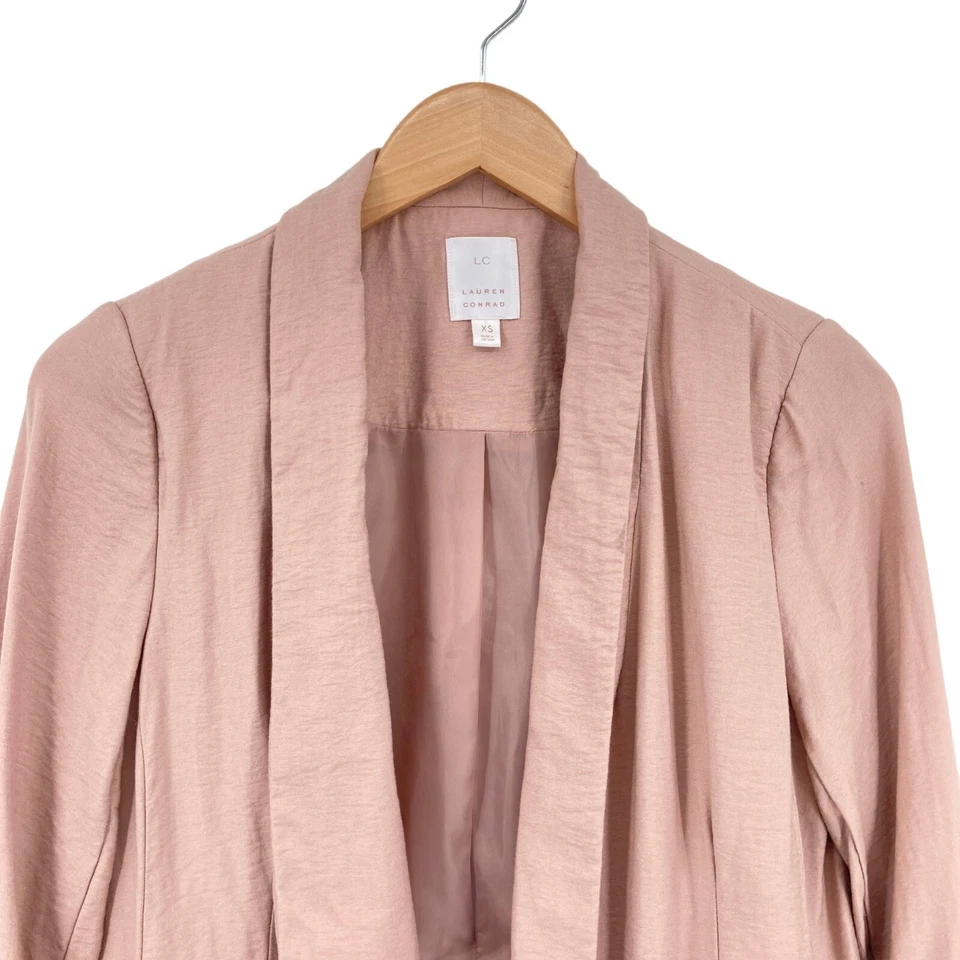 Chaqueta Blazer LC Lauren Conrad Mujer XS Rosa Rayón Manga 3/4 Bolsillos Frente Abierto Foto 4 de 4