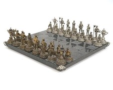FORT Collector Chess Set Pewter & Marble A Ce...