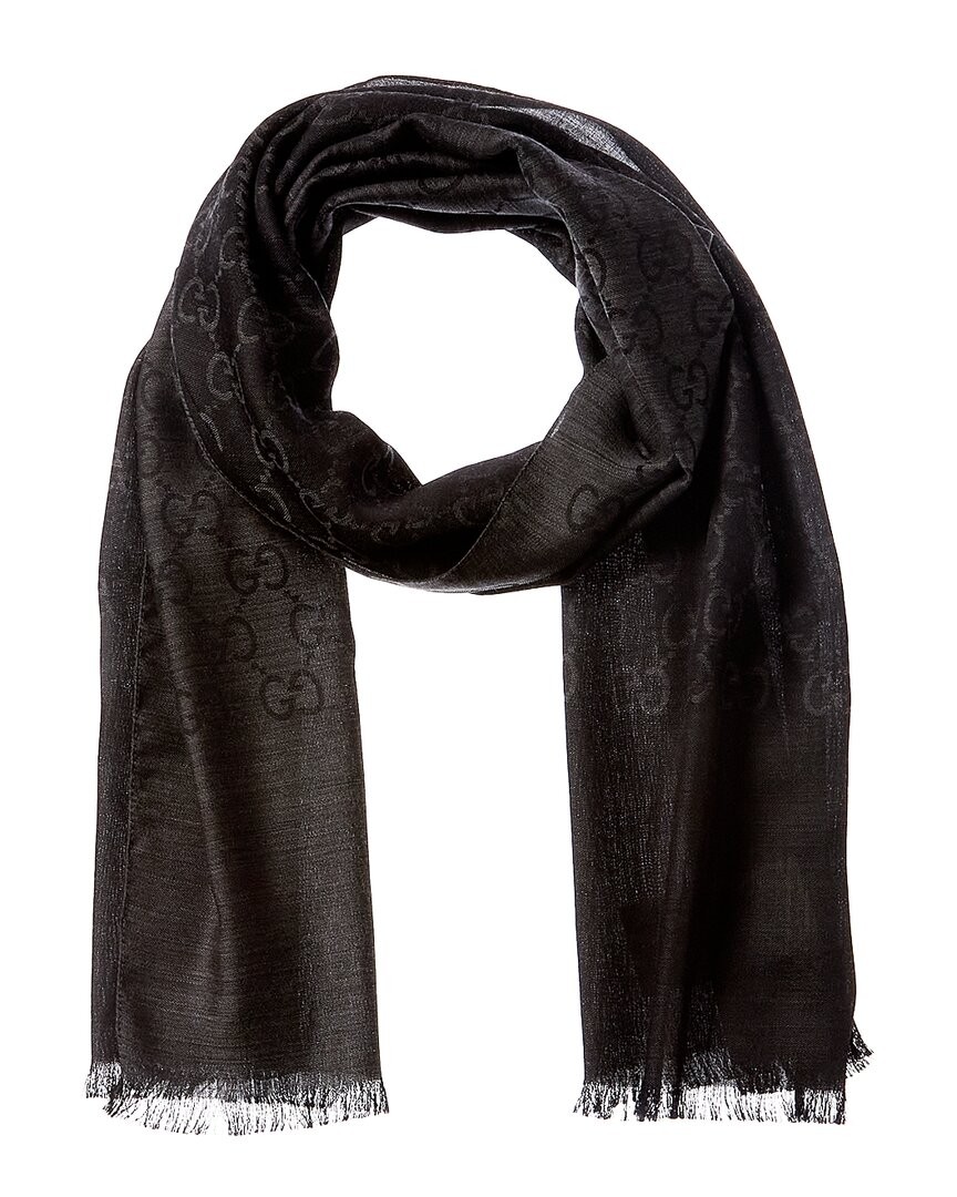 GUCCI.ロゴ大判シルクスカーフ Gucci Logo Small Jacquard Wool & Silk-Blend Scarf Women's | eBay