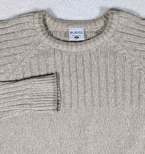 Columbia Cable Knit Sweater Mens XL Pullover Oatmeal Crew Neck Cotton