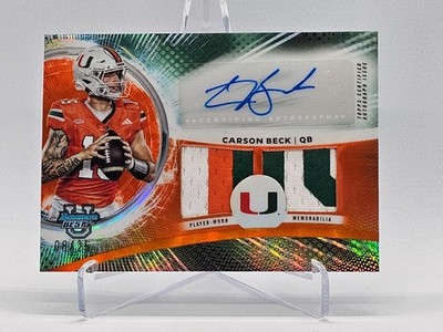 CARSON BECK 2025 BOWMAN BEST U DUAL PATCH COLOR MATCH ORANGE AUTO /25  
