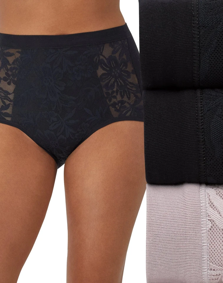 Bali Breathe Cotton Modal Lace High Rise Brief, 3-Pack Women's