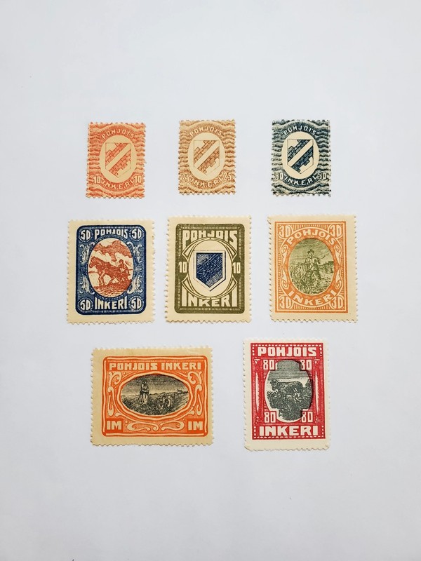 Russia 8 stamps, Inkeri Finland, Rare. 1920. Not Cancelled, Hinged.