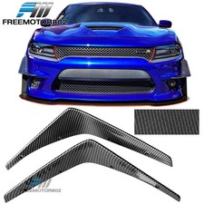 Fits 15-23 Dodge Charger Srt Ikon Style Front Bumper Canards Carbon Fiber Look Fits 15-23 Dodge Charger Srt Ikon Style Front Bumper Canards Carbon Fiber Look