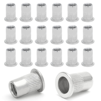 Rivet Nut 3/8-16 Stainless Steel Threaded Insert 20 Pack Flat Head Knurled Blind
