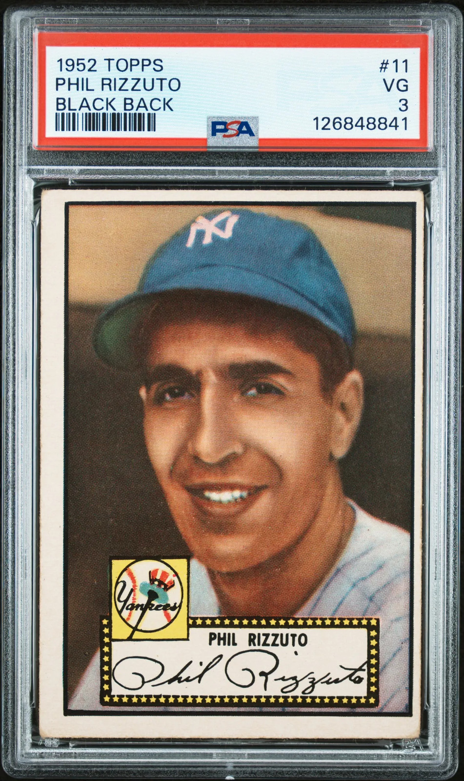 1952 Topps #11 Phil Rizzuto Black Back PSA 3 VG!!