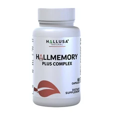 HALLMEMORY Brain Supplement with Ginkgo Biloba, B Vitamins & Choline 60 Capsules