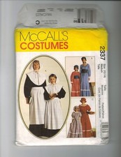 McCall's 2337 Pilgrim Colonial Prairie COSTUME Pattern Medium Miss 12-14 UNCUT
