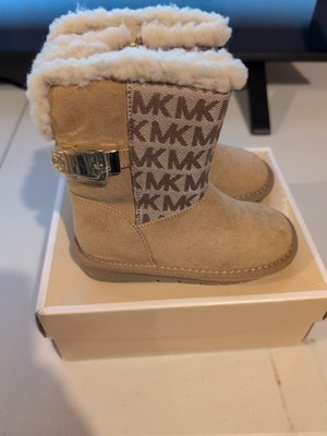 Michael Kors Faux Fur Logo Tan Boots Kids Size 8