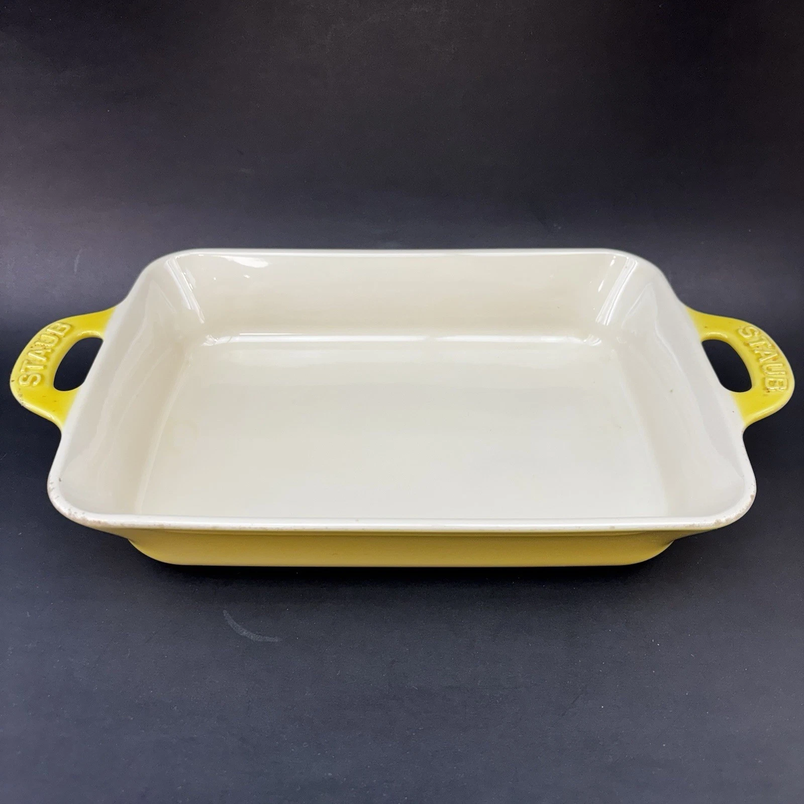 STAUB France Yellow Rectangular Stoneware Lasagna Cake Baking Dish Pan 32x23cm