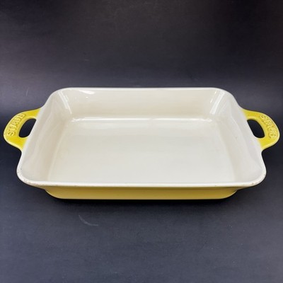 STAUB France Yellow Rectangular Stoneware Lasagna Cake Baking Dish Pan 32x23cm