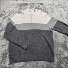 Dockers Sweater Mens Extra Large Gray Quarter Zip Mock Neck Colorblock Pullover