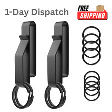 Tactical Stealth Duty Belt Key Holder 2 Pack with 12 Key Rings Black