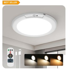 Motion Sensor Ceiling Light Rechargeable Wireless Dimmable Magnetic Remote 6000K