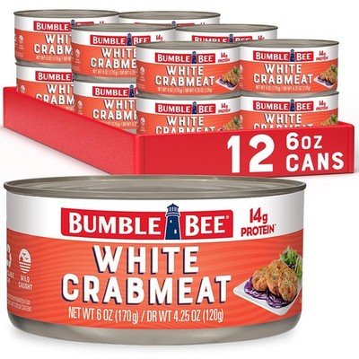 Bumble Bee White Flake Crab Meat in Water, 6 oz Can - 6 Ounce (Pack of 12) 