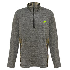 Mossy Oak Men's Lightweight Quarter Zip Performance Shirt in Grey/Camo, Medium