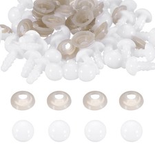 40 Pack 7mm/0.28" White Plastic Safety Eyes Bulk with Washers