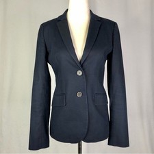 J. Crew 1035 superfine cotton blazer navy 2 buttons flap pockets fitted 0