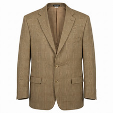 Stafford Executive Tan Glen Check Silk Worsted Wool Sport Coat Blazer 44L