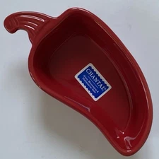 Chantal Red Pepper Dish New NWT Salsa Container Baking Red Ceramic 7” X 3.75”