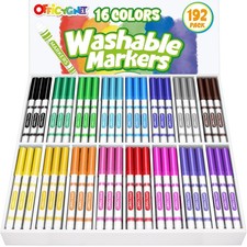 Washable Markers Bulk for Kids 16 Assorted Colors 192 Count