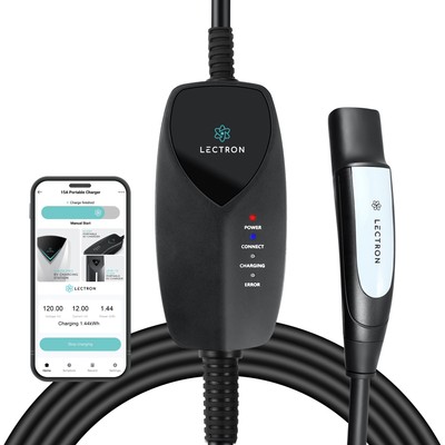 Lectron Level 1 Tesla EV Charger 120V 12A 16ft Cord WiFi App Control NEMA 5-15
