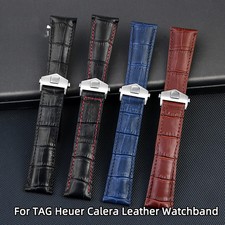 19mm-22mm Men Leather Watchband Pin Buckle Wrist Strap For TAG Heuer Calera