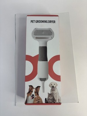 3 In 1 Pet Hair Dryer Brush Powerful Airflow Temperature Control Dog White Gray