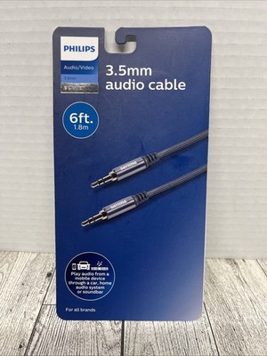 Philips Auxiliary Cable 3.5mm Elite 6ft Silver