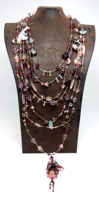 #ad Lovely Michal Negrin Big Necklace With Colorful Crystals #234# $399.00