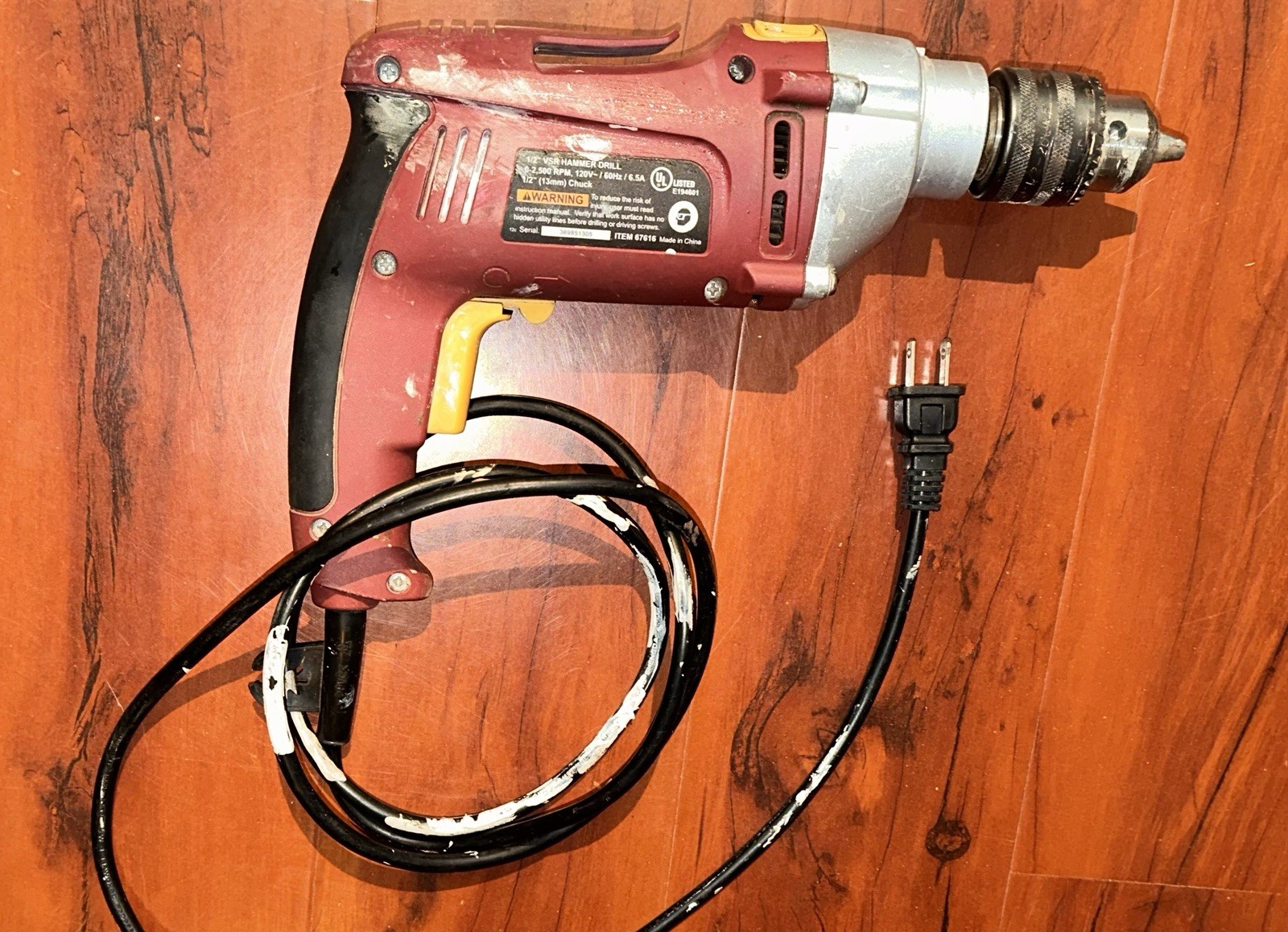 Chicago Electric Hammer Drill 1/2" Keyed Chuck 120V 1650W Re