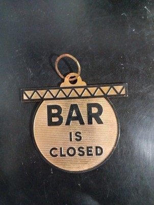 Vintage Bar Is Closed-Open 2 Sided Hanging Plastic Sign