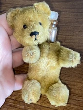 Antique Schuco Perfume Teddy Bear 5" Brown 1920s Original Glass Bottle & Dabber!