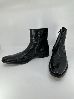 Doucal s Mens Blk Leather Pointed Toe Ankle Boot Sz 39(8.5) Pre-owned