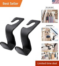 2 Pack Leather-wrapped Car Seat Hooks For Organized Travel - Holds 50 Lbs