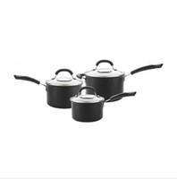 Circulon Total Hard Anodised 3 Piece Saucepan Set Induction Non Stick Grey New