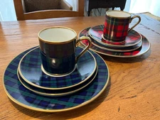 RALPH LAUREN Blackwatch ASHBOURNE Check Cup Saucer Plate Set 15.5cm / 20cm